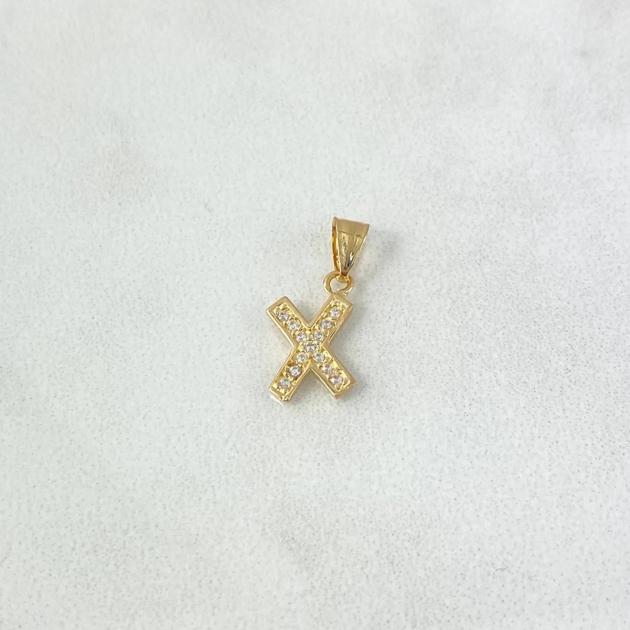 Dije Letra X Silueta 0.55gr / 1.6cm / Circones Blancos Oro Amarillo 18K ©