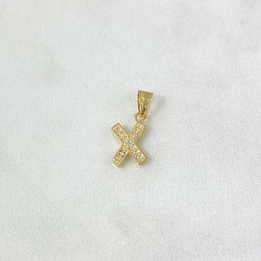 Dije Letra X Silueta 0.55gr / 1.6cm / Circones Blancos Oro Amarillo 18K ©