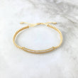 Pulsera Beige Cilindrica 2.95gr / 3.9cm / Circones Blancos Oro Amarillo *