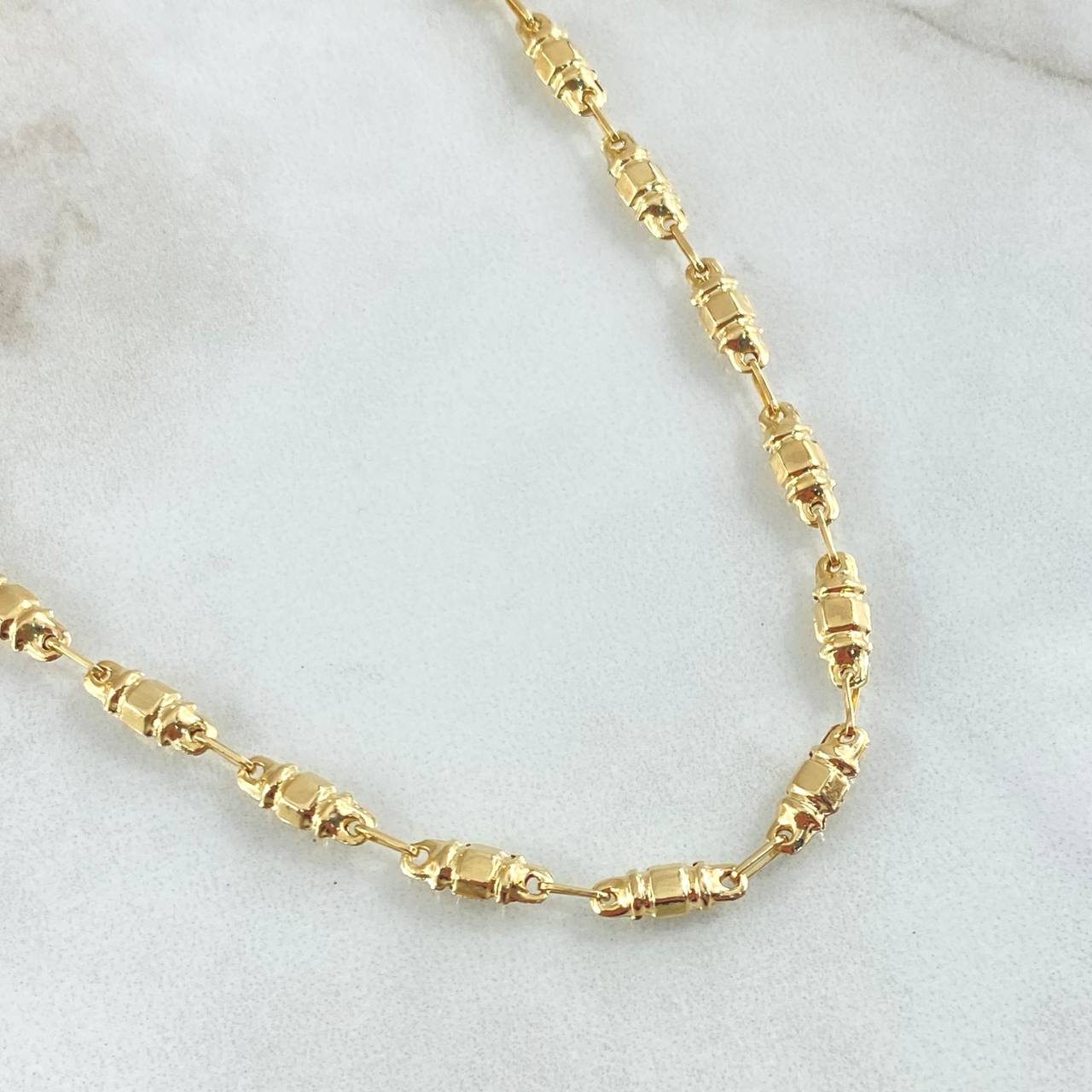Cadena Rustica Barril Cubico 7.75gr / 60cm / Oro 18K ©