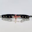 Pulsera Tejida Negra Cruz Tupida Oro Amarillo 18K