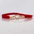 Pulsera Tejida Roja Silueta Corazón Oro Amarillo 18K