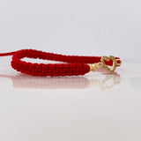 Pulsera Tejida Roja Silueta Corazón Oro Amarillo 18K