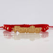 Pulsera Tejida Roja Herraje Familia Oro Amarillo 18K