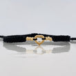 Pulsera Tejida Negra Silueta Corazón Oro Amarillo 18K
