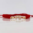 Pulsera Tejida Roja Herraje Fe Oro Amarillo 18K