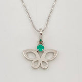Set Cadena Veneciana + Dije Mariposa Esmeralda 0.7pts / 1.95g / 50cm Oro Blanco 18K