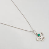 Set Cadena Veneciana + Dije Mariposa Esmeralda 0.7pts / 1.95g / 50cm Oro Blanco 18K