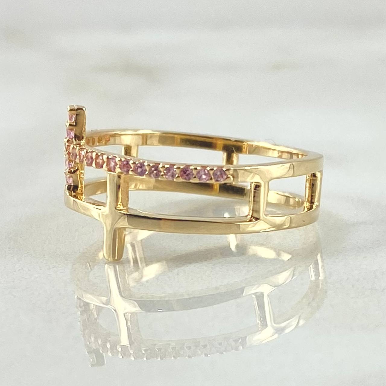 Anillo Doble Crúz 2.8gr / T7 1/2 / Oro 18K ©