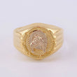 Anillo Sello Corona Caballo 3g / T9 1/4 Dos Oros Amarillo Blanco 18K