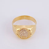 Anillo Sello Corona Caballo 3g / T9 1/4 Dos Oros Amarillo Blanco 18K