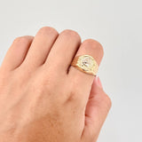 Anillo Sello Corona Caballo 3g / T9 1/4 Dos Oros Amarillo Blanco 18K