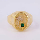 Anillo Sello Palmera 3.6g / T11 Dos Oros Amarillo Blanco 18K