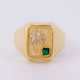 Anillo Sello Palmera 3.1g / T10 1/2 Oro Amarillo 18K