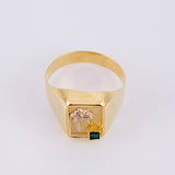 Anillo Sello Palmera 3.25g / T8 3/4 Dos Oros Amarillo Blanco 18K