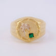 Anillo Sello Palma 3.1g / T9 1/2 Dos Oros Amarillo Blanco 18K