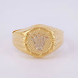 Anillo Sello Corona Redondo 3.05g / T11  Dos Oros Amarillo Blanco 18K