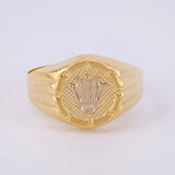 Anillo Sello Corona Redondo 3.2g / T12 Dos Oros Amarillo Blanco 18K