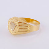 Anillo Sello Corona Redondo 3.2g / T12 Dos Oros Amarillo Blanco 18K