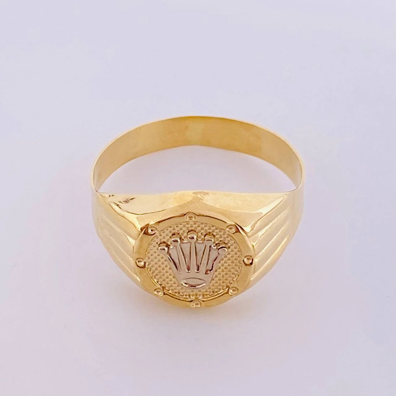 Anillo Sello Corona 3.05g / T10 Dos Oros Amarillo Blanco 18K