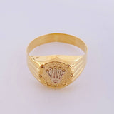 Anillo Sello Corona Redondo 3.2g / T12 Dos Oros Amarillo Blanco 18K