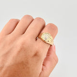 Anillo Sello Corona Redondo 3.05g / T11  Dos Oros Amarillo Blanco 18K