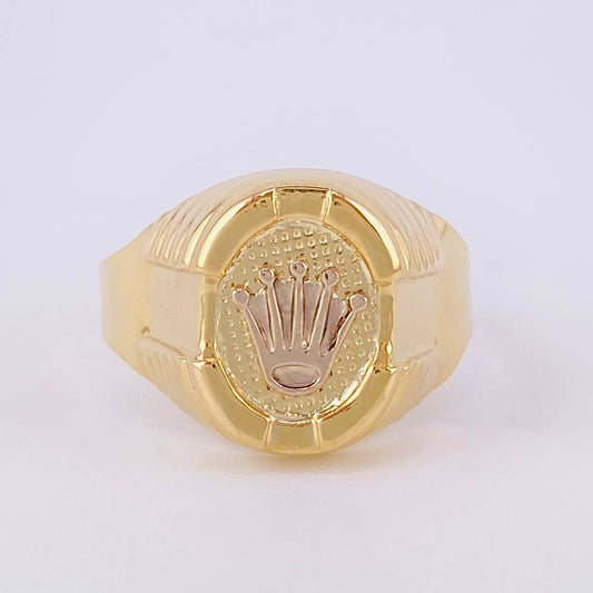 Anillo Sello Corona 3.8g / T9 1/4 Dos Oros Amarillo Blanco 18K