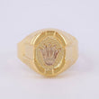 Anillo Sello Corona Ovalado 3.9g / T10 3/4 Dos Oros Amarillo Blanco 18K
