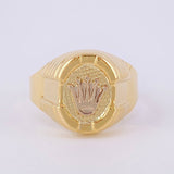 Anillo Sello Corona Ovalado 3.9g / T10 3/4 Dos Oros Amarillo Blanco 18K