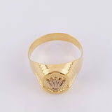 Anillo Sello Corona Ovalado 3.9g / T10 3/4 Dos Oros Amarillo Blanco 18K