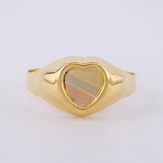 Anillo Sello Corazón 1.8g / T8 1/4 Tres Oros 18K