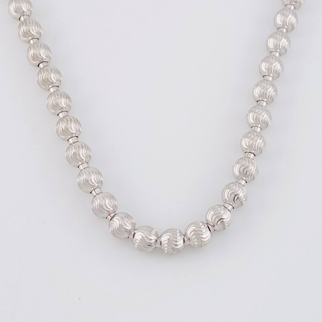 Cadena Militar Media Luna Diamantada 33.1g / 65cm / 5mm Oro Blanco 18K