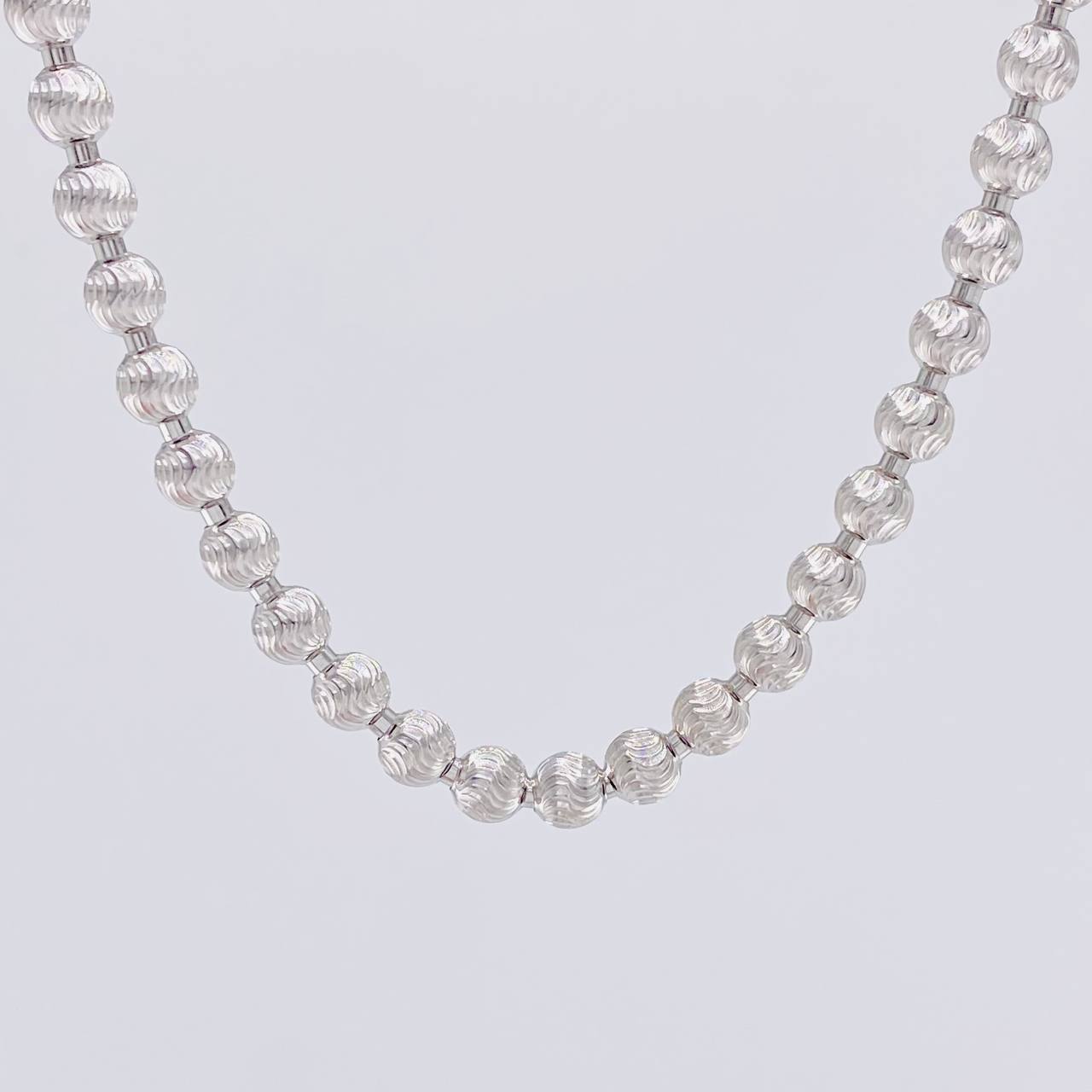 Cadena Militar Media Luna Diamantada 33.1g / 65cm / 5mm Oro Blanco 18K