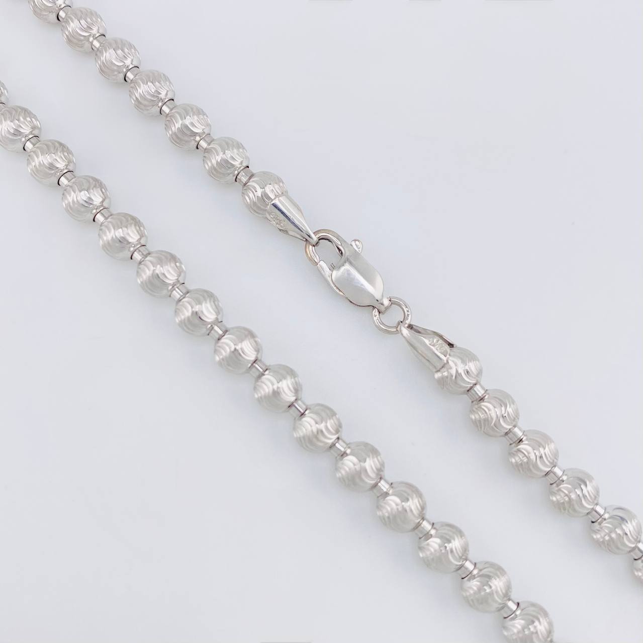 Cadena Militar Media Luna Diamantada 33.1g / 65cm / 5mm Oro Blanco 18K