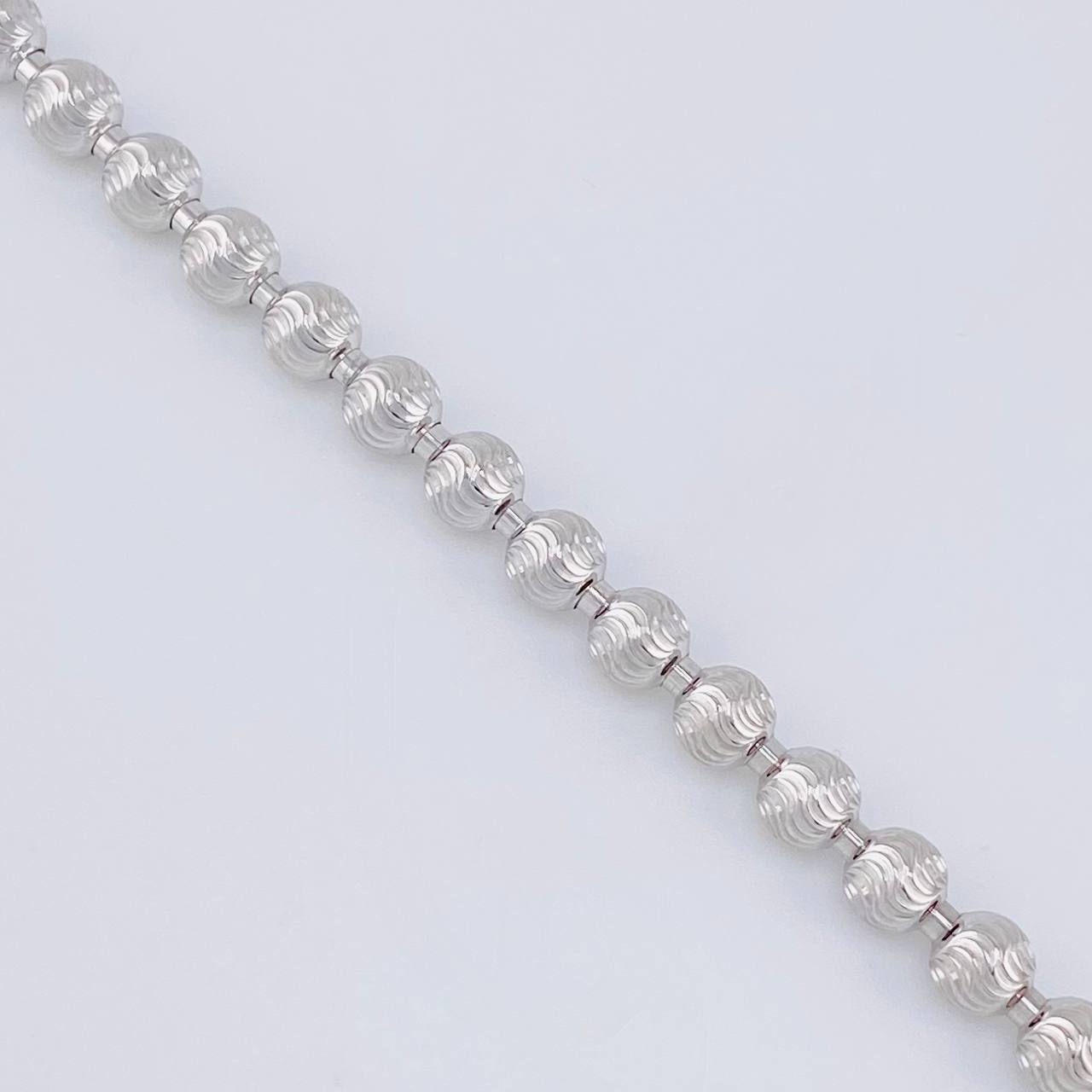 Cadena Militar Media Luna Diamantada 33.1g / 65cm / 5mm Oro Blanco 18K