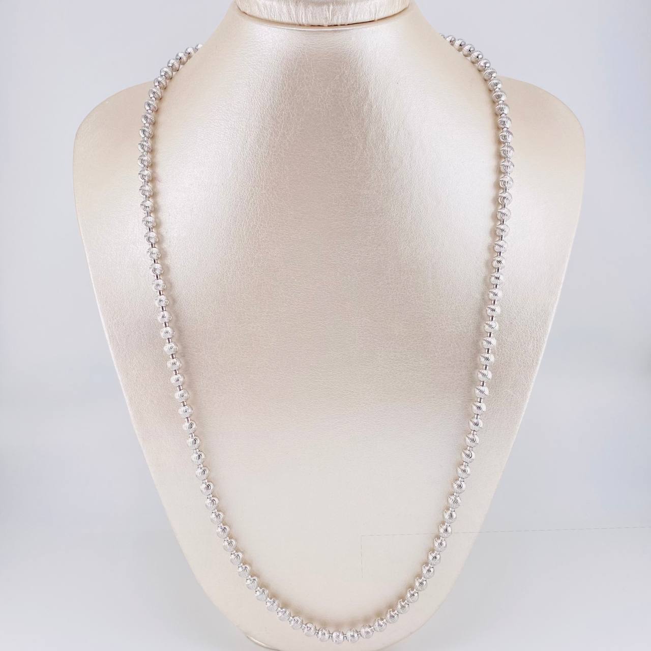 Cadena Militar Media Luna Diamantada 33.1g / 65cm / 5mm Oro Blanco 18K