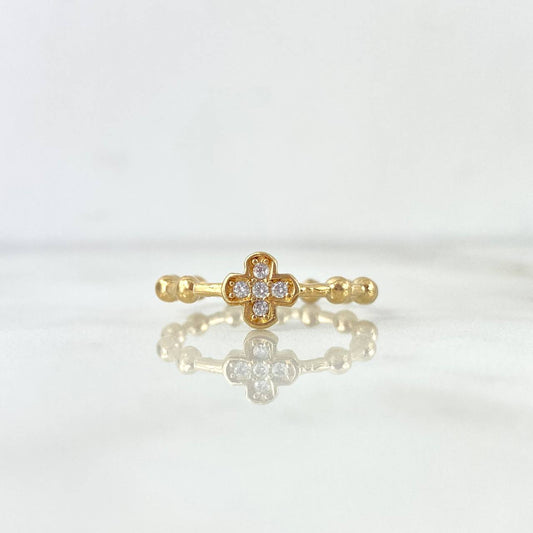 Anillo Cruz Esferas 2.45gr / T6 1/2 / Oro 18K ©