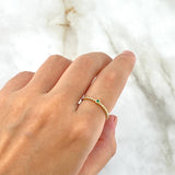 Anillo Solitario Esferas 1.7gr / T5 1/2 / Circon Verde Oro Amarillo ©