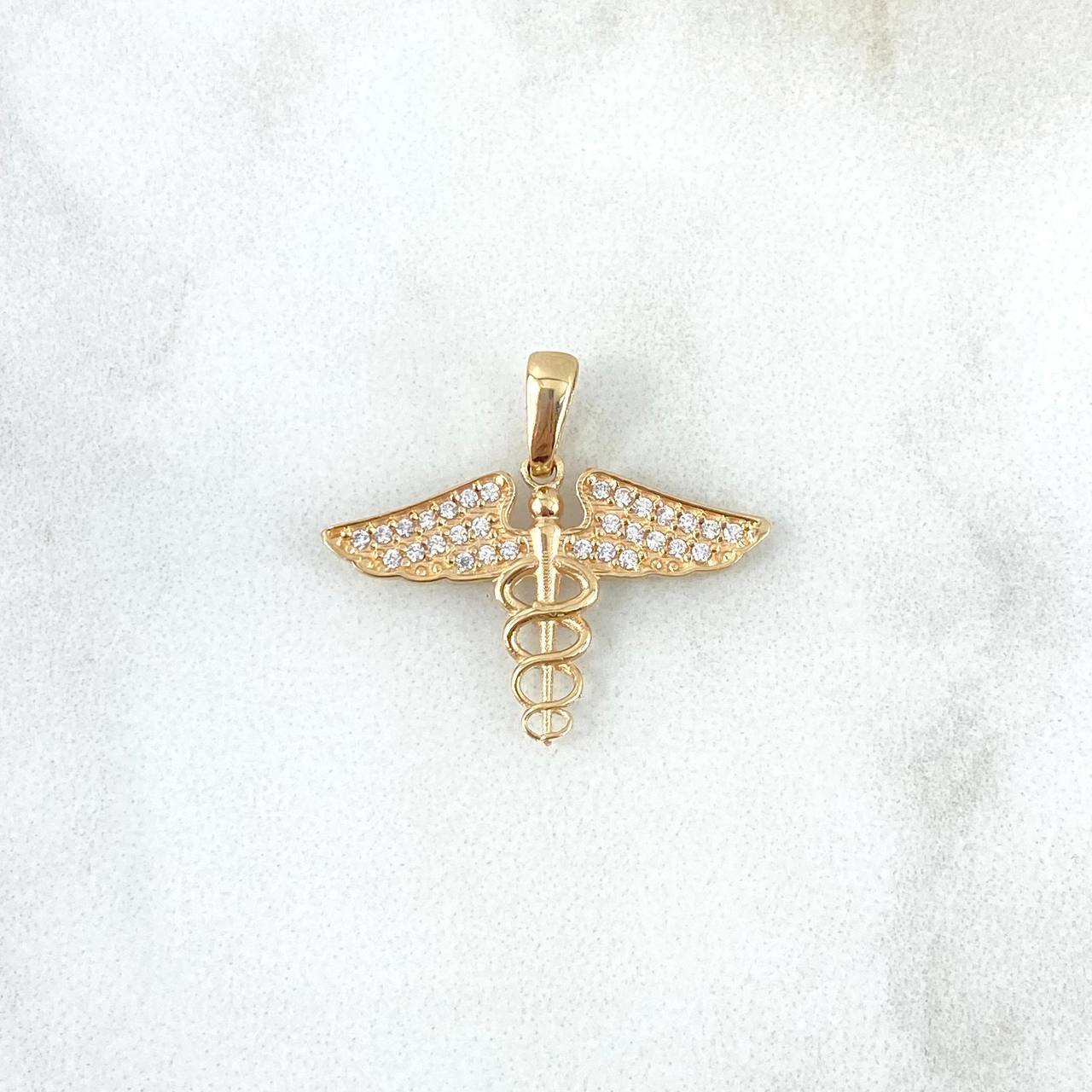 Dije Baston De Hermes 1.65gr / 2cm / Circones Blancos Oro Amarillo 18K (Oferta) ©