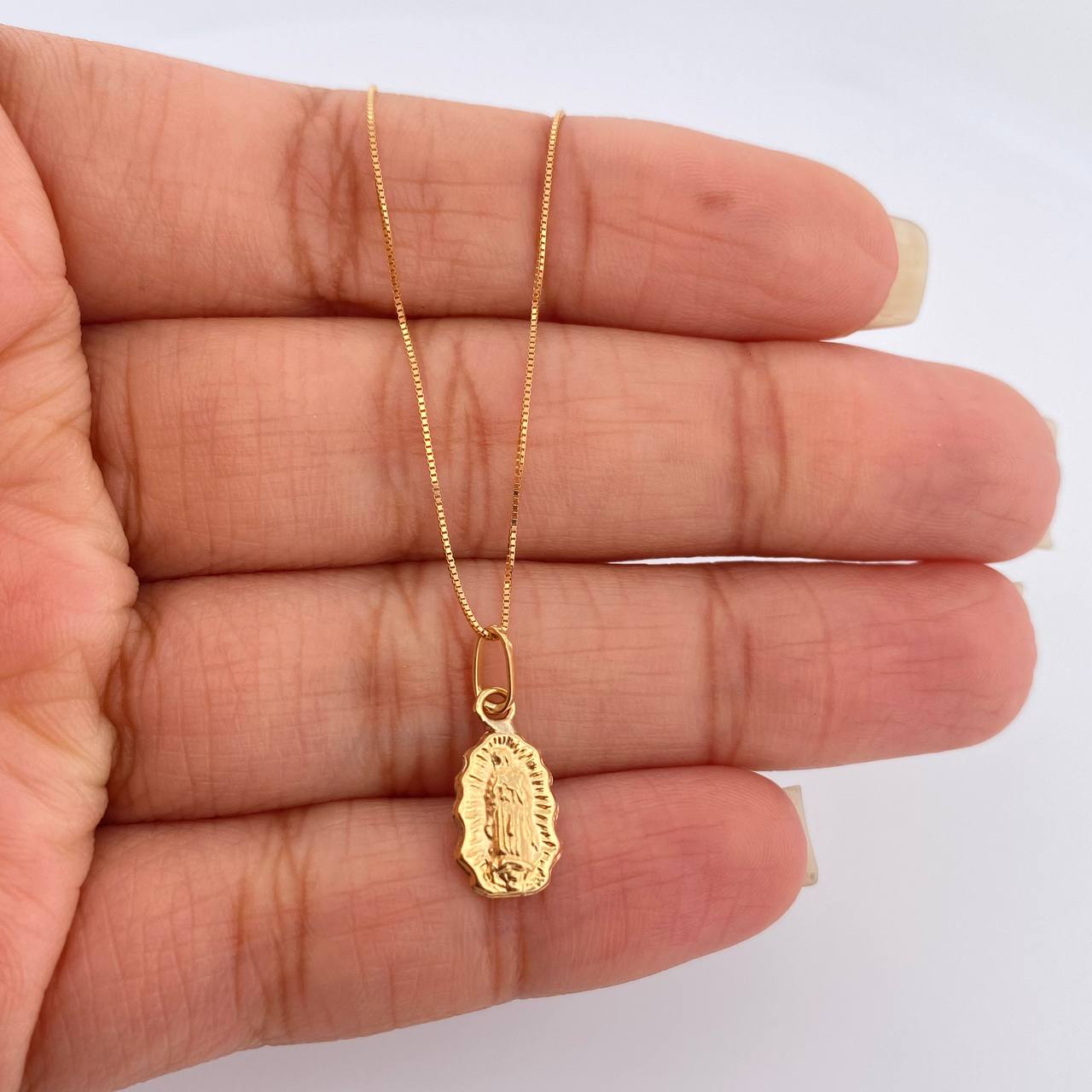 Set Cadena y Dije Veneciana + Virgen De Guadalupe 1.35gr / Oro Amarillo +3 18K (Oferta) &