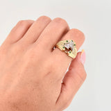 Anillo Herradura Caballo 5.9gr / T9 3/4 / Dos Oros Amarillo Blanco 18K ©