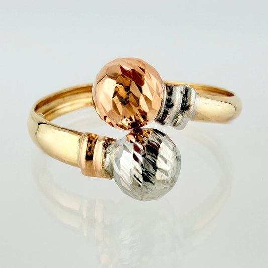 Anillo Tu y yo diamantado 2.2g / T8 1/4 Tres Oros 18K