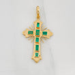 Dije Cruz Plana Esmeraldas 0.71pts 2.3g / 4cm Oro Amarillo 18K