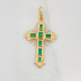 Dije Cruz Plana Esmeraldas 0.71pts 2.3g / 4cm Oro Amarillo 18K