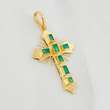 Dije Cruz Plana Esmeraldas 0.71pts 2.3g / 4cm Oro Amarillo 18K