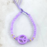 Llavero Lila Amor Y Paz 0.3gr / 3mm Bolas Diamantadas 4 Und Oro Amarillo 18K (A.C)