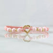 Pulsera Rosada Herraje Corazón Silueta 0.65gr / 3mm Bolas Diamantadas 4 Und Oro Amarillo 18K *