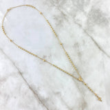 Rosario Virgen Milagrosa 6.1gr / 45cm / 4-3mm Cruz Latina Bolas Diamantadas Oro Amarillo