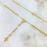 Rosario Virgen Milagrosa 6.1gr / 45cm / 4-3mm Cruz Latina Bolas Diamantadas Oro Amarillo