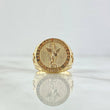 Anillo San Miguel Arcangel 8.35gr / T7 / Circulo Texturizado Oro Amarillo 18K *